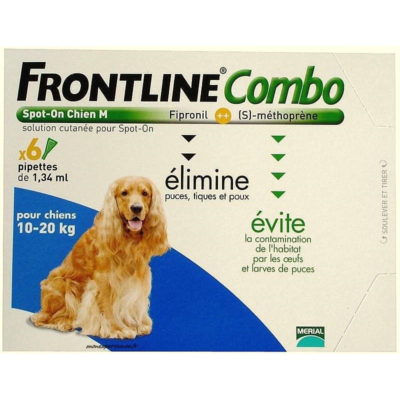 FRONTLINE COMBO SPOT-ON CHIEN 10 A 20KG BTE 4 PIPETTES - Pharmacie
